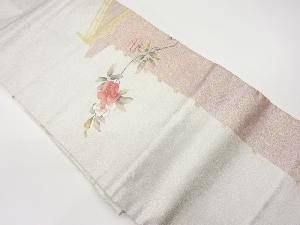 リサイクル　金彩椿模様刺繍名古屋帯